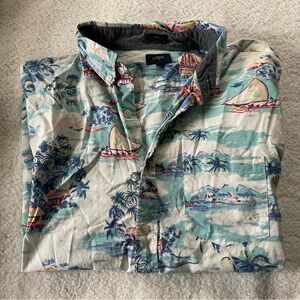 J. Crew Men’s Tropical Fun Colorful Beach Button Down Shirt Large 100% Cotton